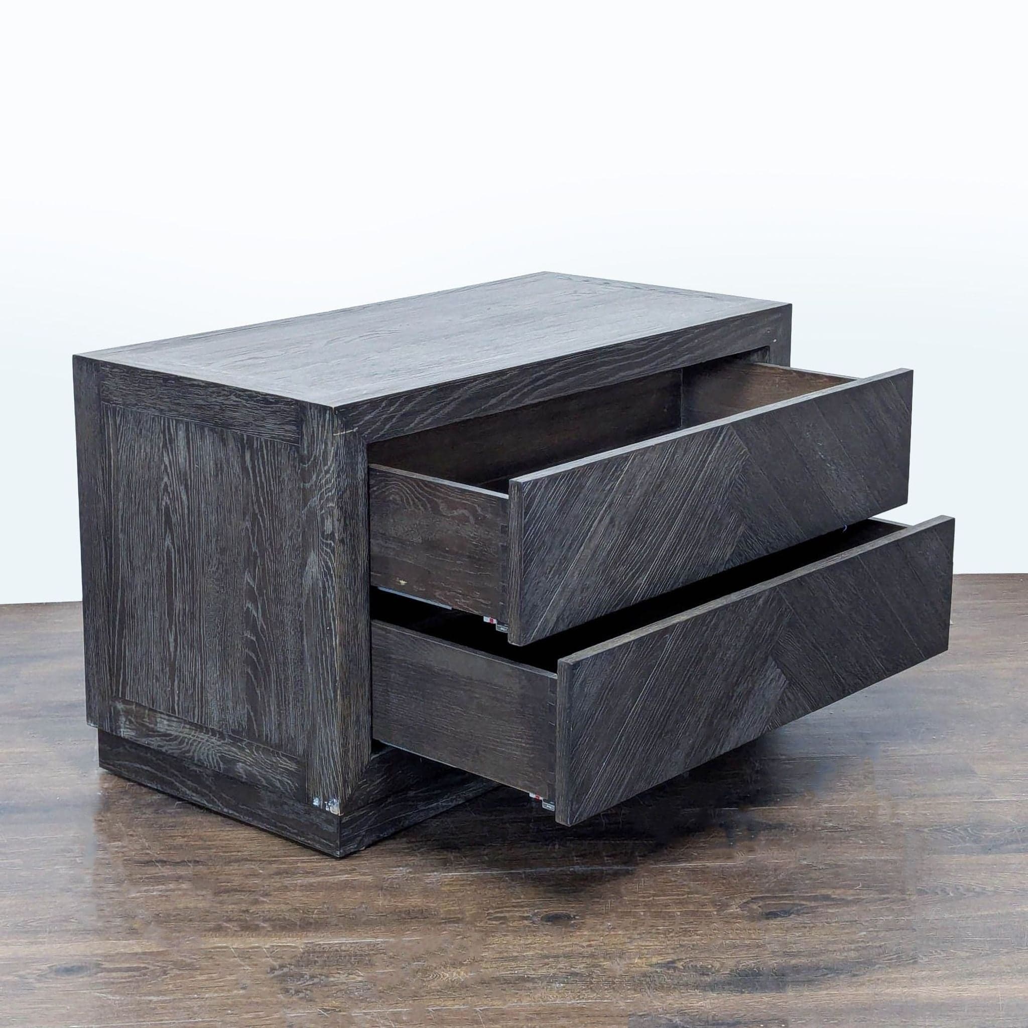 Restoration Hardware Large Two Drawer Nightstand with Chevron Pattern - Thumbnail 2