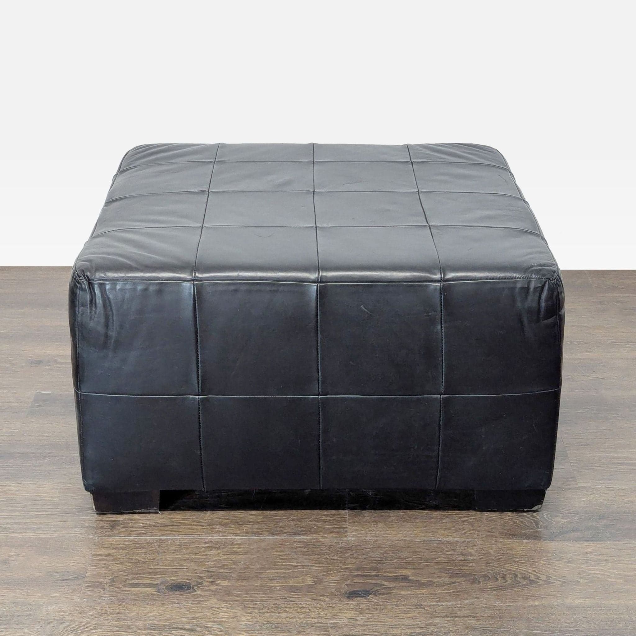 Patchwork Style Leather Ottoman - Image 1