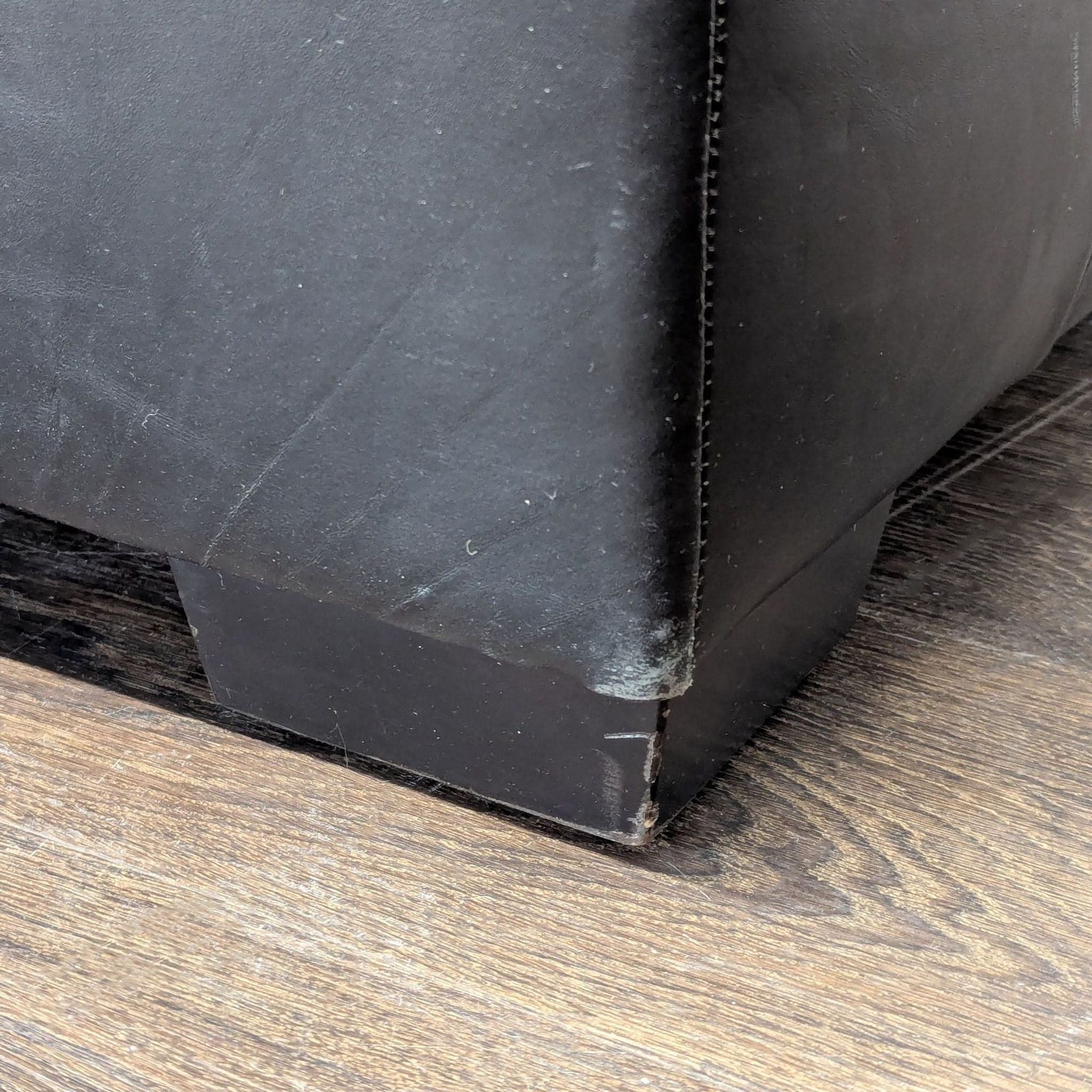 Patchwork Style Leather Ottoman - Thumbnail 4