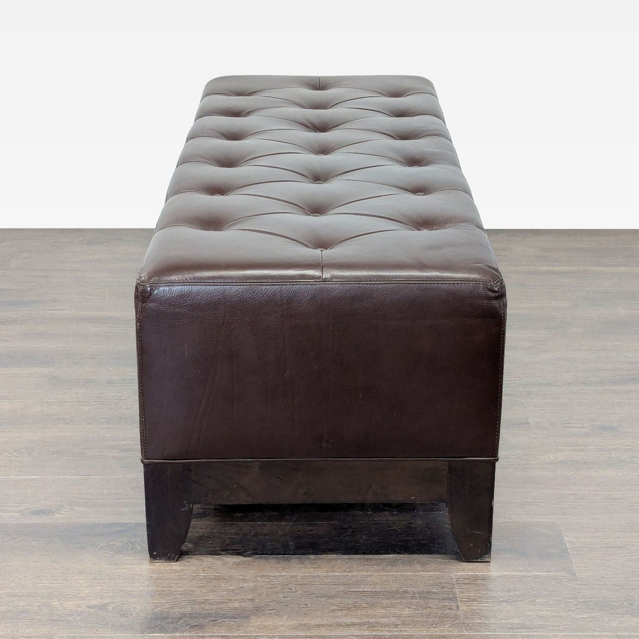 Leather Button Tufted Bench - Thumbnail 6
