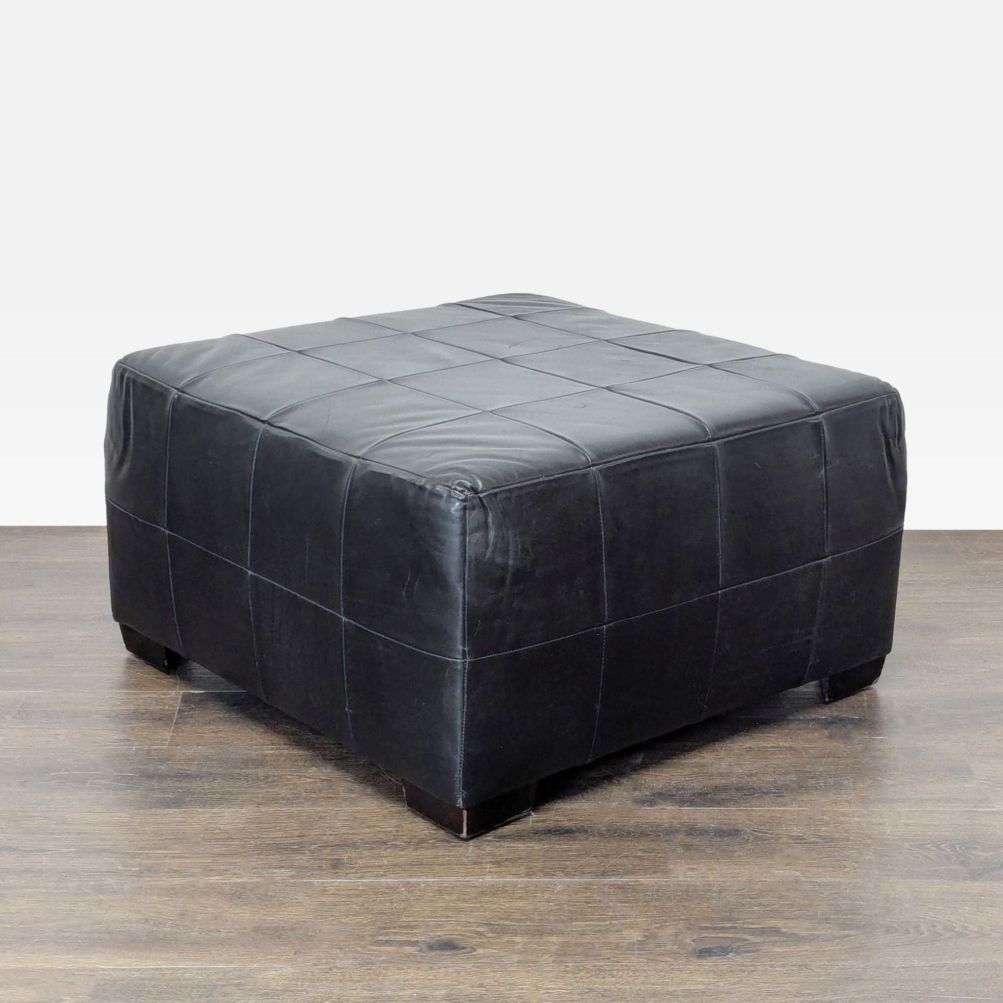 Patchwork Style Leather Ottoman - Thumbnail 5