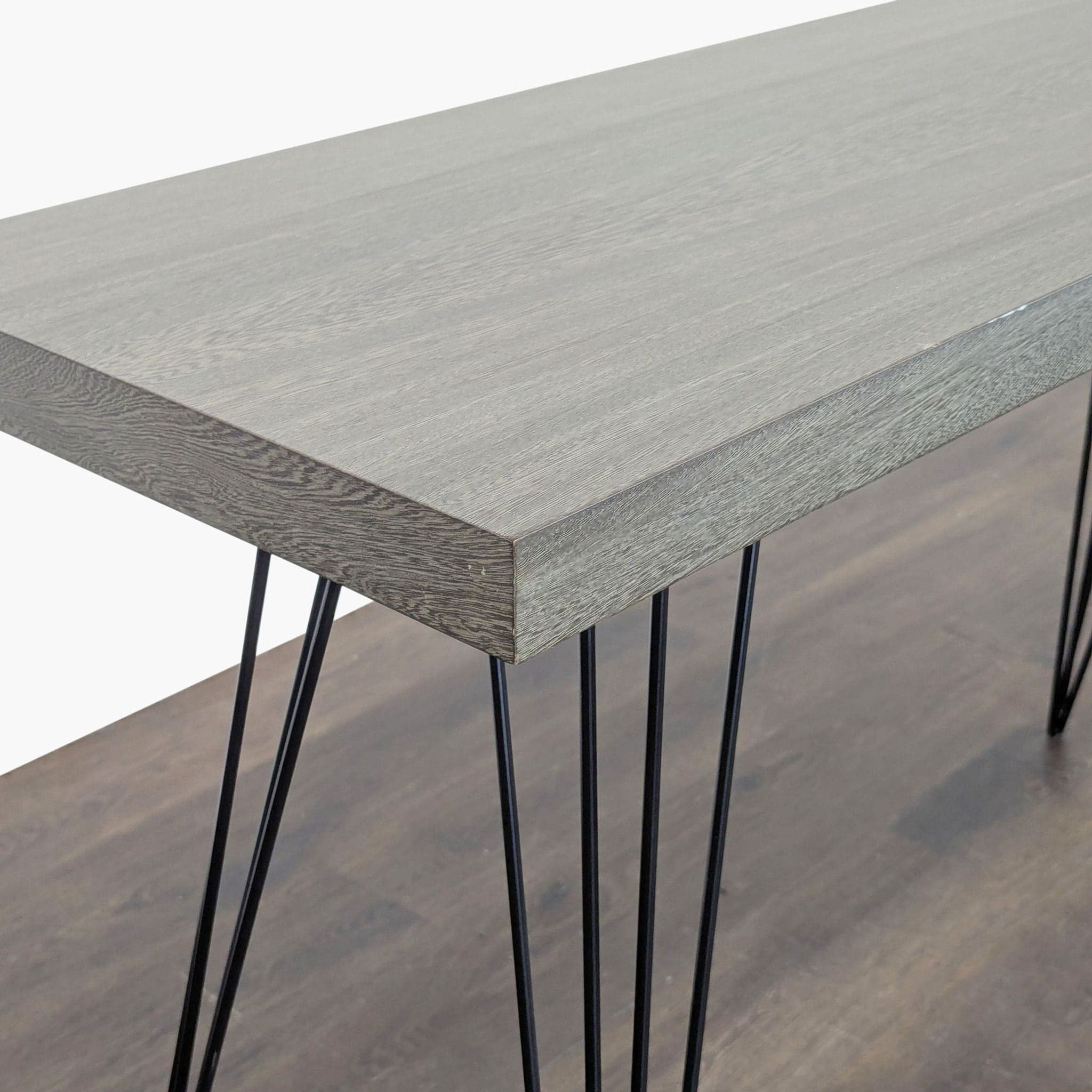 Wood Console Table with Metal Hairpin Legs - Thumbnail 3
