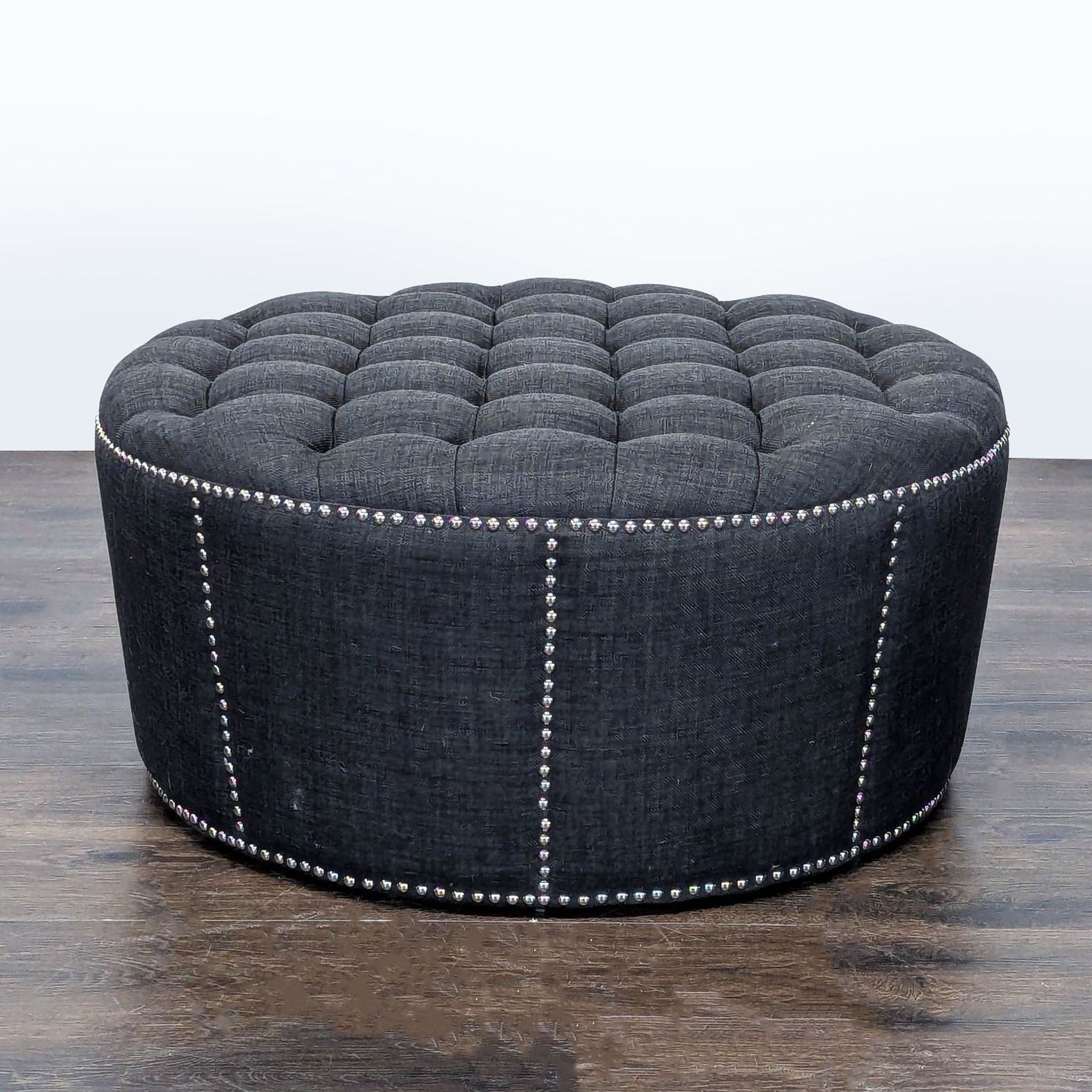 Button Tufted Ottoman with Nailhead Trim - Image 1