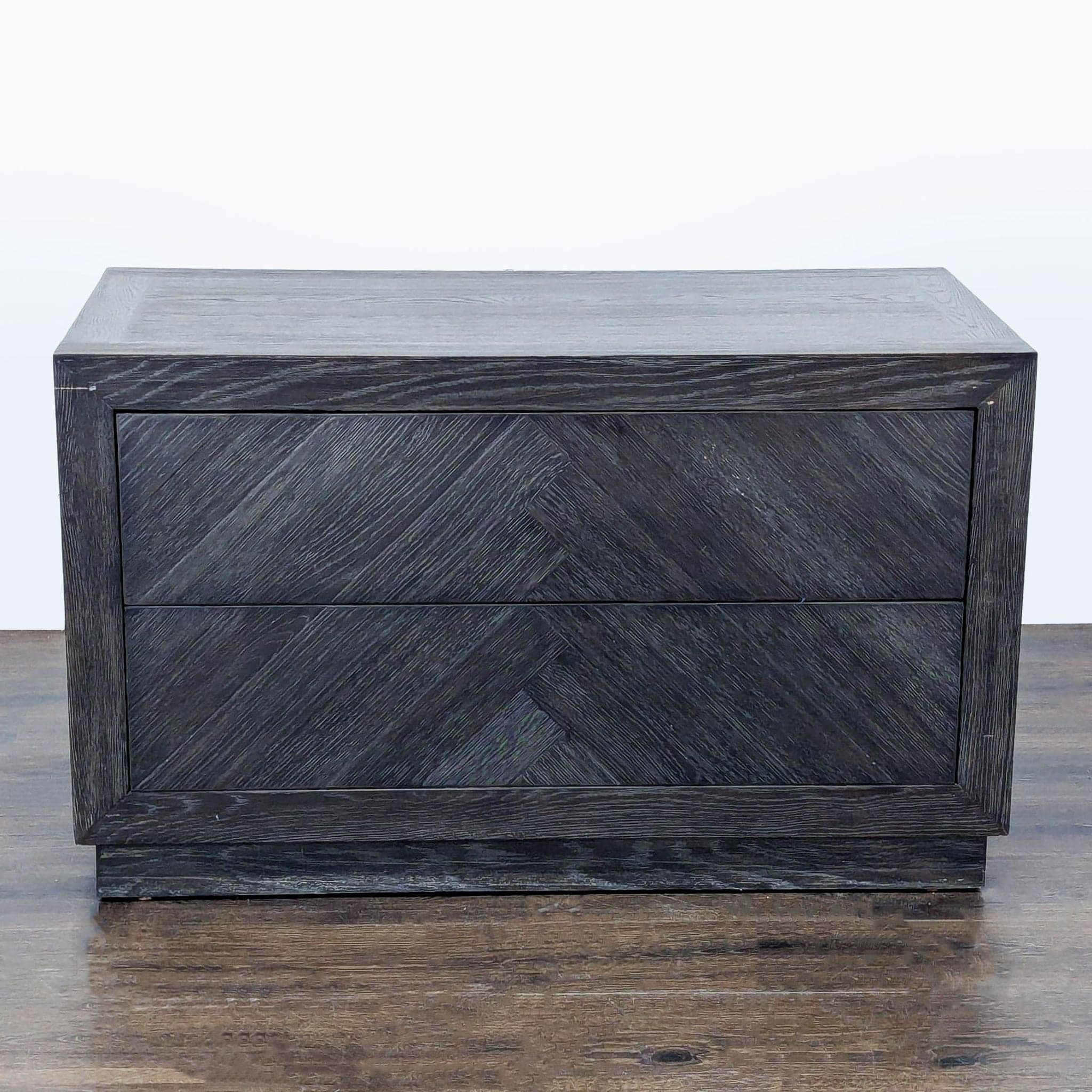 Restoration Hardware Large Two Drawer Nightstand with Chevron Pattern - Image 1