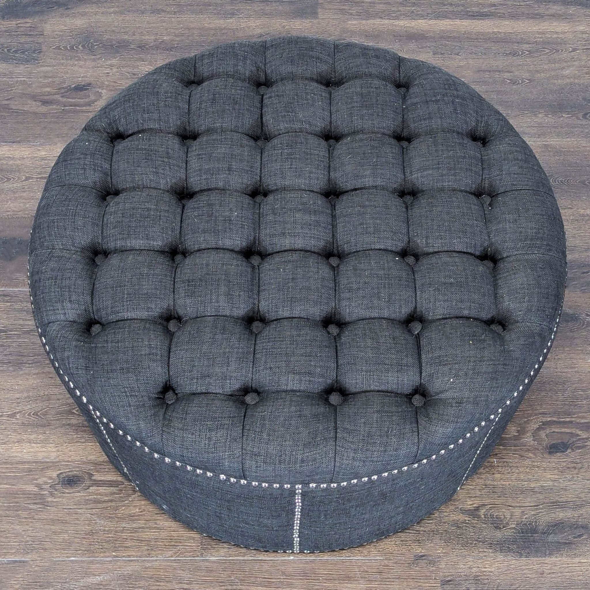 Button Tufted Ottoman with Nailhead Trim - Thumbnail 2