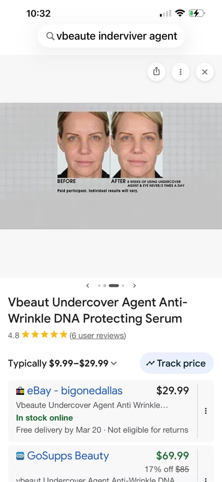 VBEAUTE UNDERCOVER AGENT ANTI-WRINKLE SERUM 1.0 FL OZ SEALED NIB - Thumbnail 3