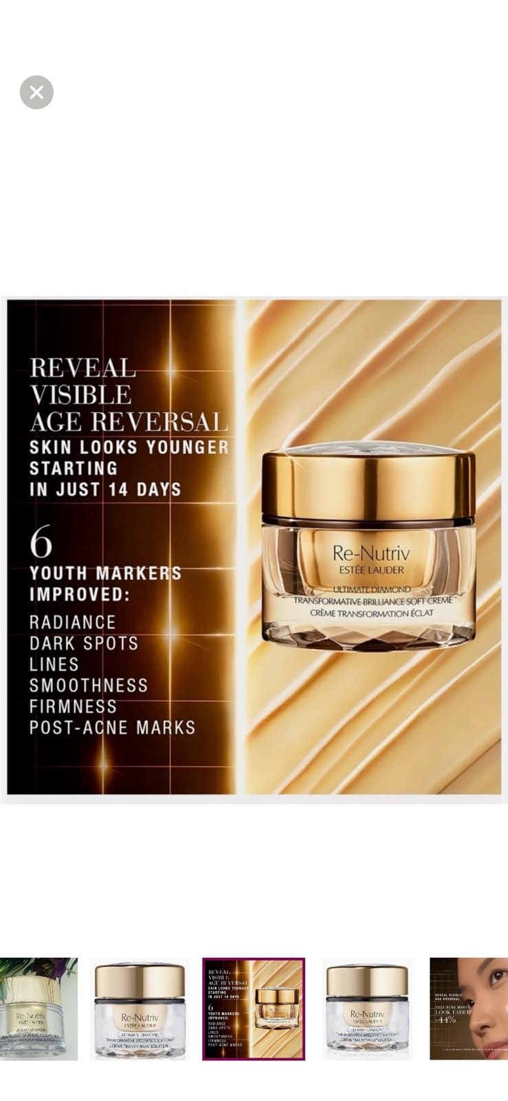 Estee Lauder Re Nutriv Ultimate Diamond Transformative Brilliance Soft Cream .5 - Thumbnail 3