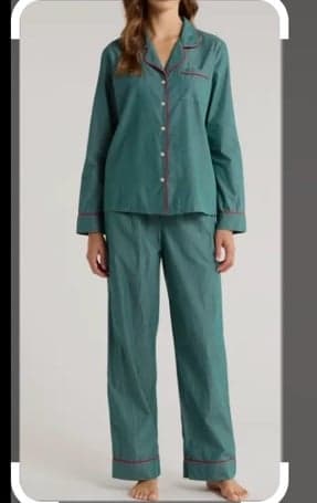 Nordstrom Rack Tranquility Knit Pajamas, Green Pine long sleeve shirt & pants L - Image 1