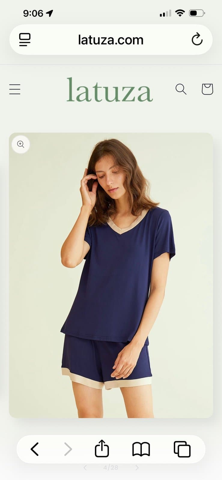 Latuza Women's V-Neck Short Sleeve Bamboo Pajama Set L Wine Red NEW - Thumbnail 2