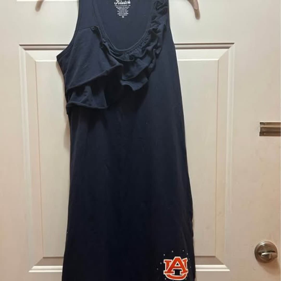 Navy Ruffle Auburn University Dress XL Girls but will fit adult NWT - Image 1