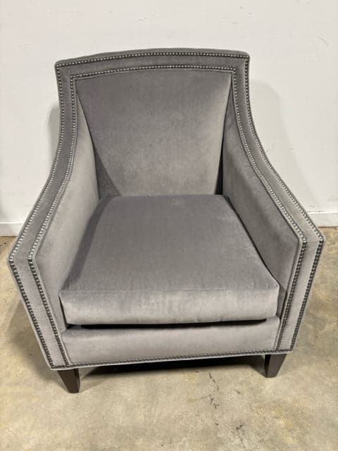 CBS Furniture Slate Velvet Chair With Silver Nailheads - Image 1