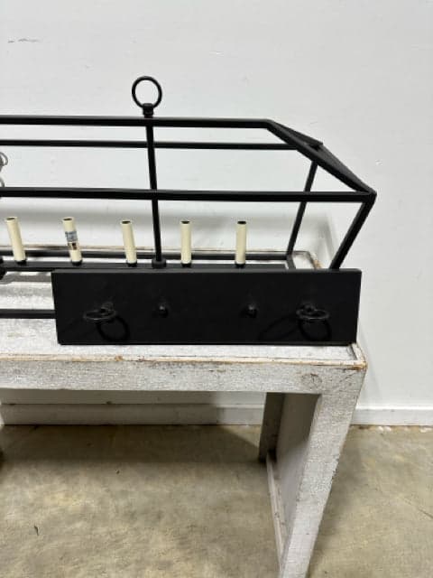 7 Light Black Metal Candelabra Light Fixture AS IS - Thumbnail 3