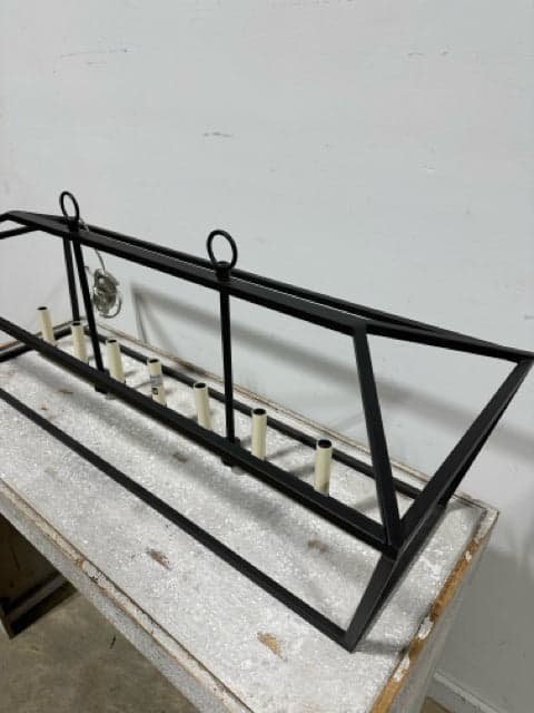 7 Light Black Metal Candelabra Light Fixture AS IS - Thumbnail 2