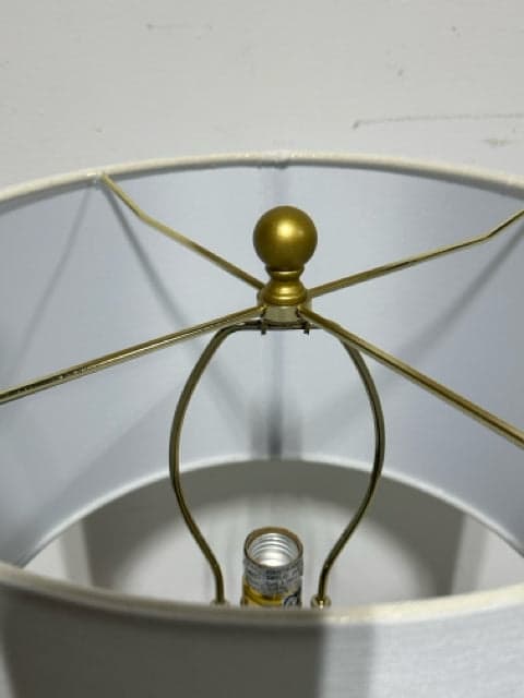Turquoise & Brass Sphere Table Lamp with White Shade - Thumbnail 3