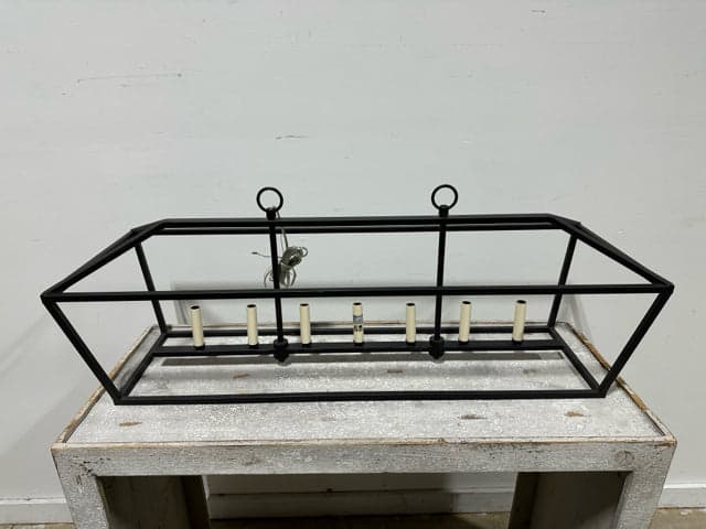 7 Light Black Metal Candelabra Light Fixture AS IS - Image 1