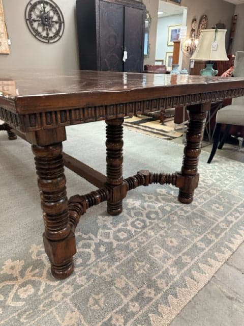 CBS Furniture Carved Wood Dining Table - Thumbnail 2