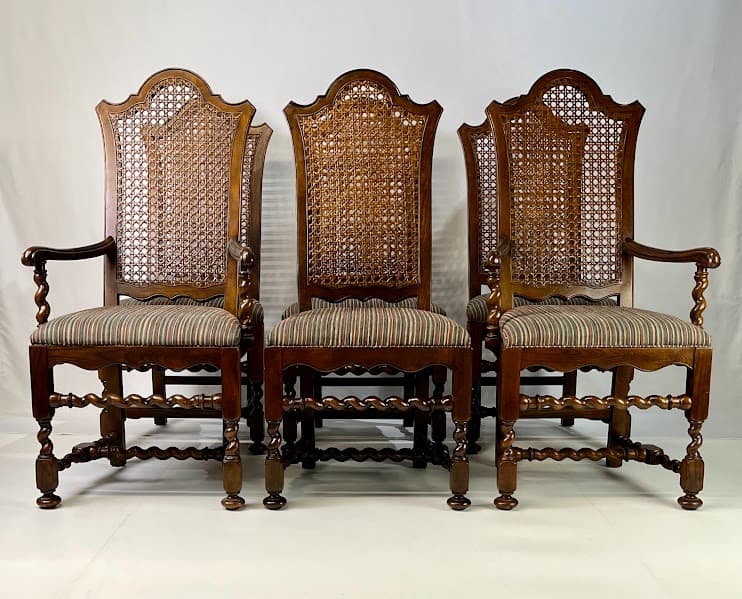 Baker Furniture Jacobean Style Barley Twist Dining Chairs - Set of 6 - Image 1