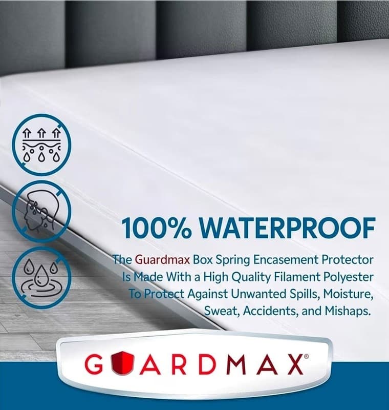 Guardmax Waterproof Queen Mattress or Box Spring Protector w/Zipper (60"x80"x10" - Thumbnail 4