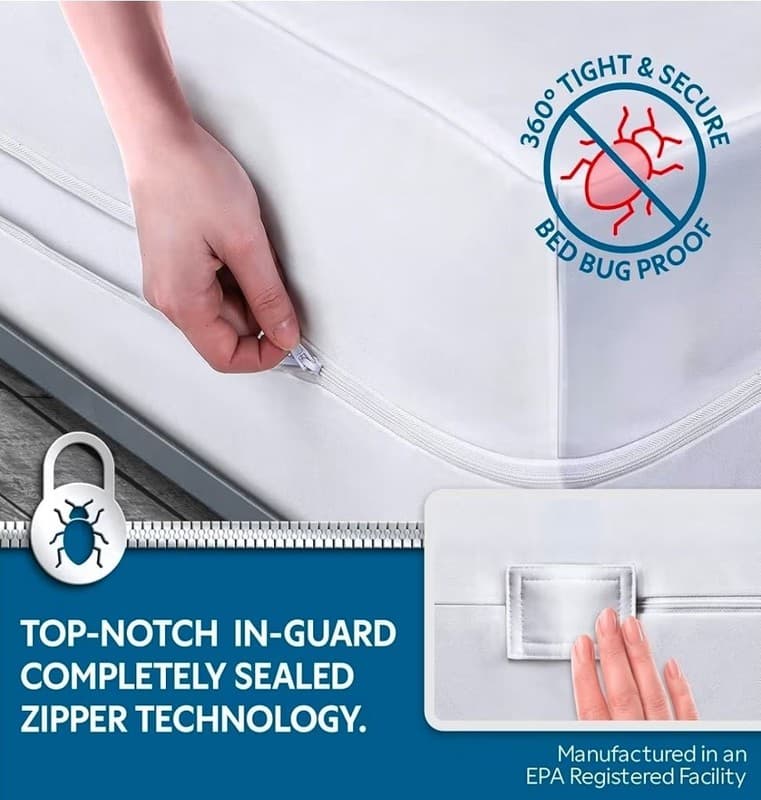 Guardmax Waterproof Queen Mattress or Box Spring Protector w/Zipper (60"x80"x10" - Thumbnail 3