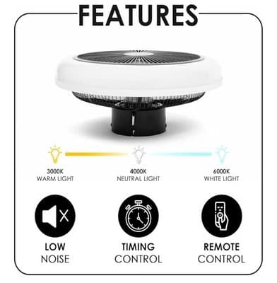 18'' Modern Low Profile Ceiling Fan with Lights Remote LED 3 Colors Bladeless - Thumbnail 5