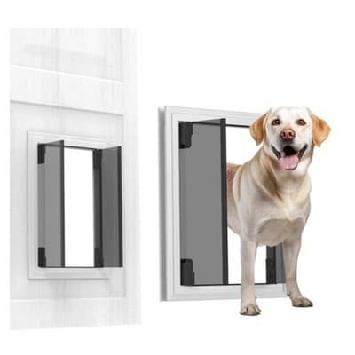 Dog Doors for L-XL Dogs, Energy Efficient French Dog Door with Aluminum Frame - Image 1