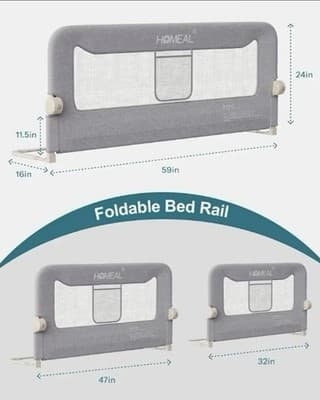 Bed Rail for Toddlers 59" x 24" Baby Bed-Rail, Grey by Homeal - Image 1