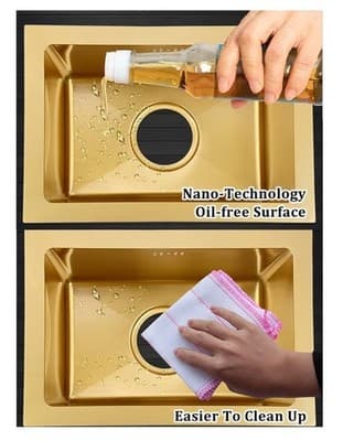 Gold Bar Prep Sink Mini Trumpet Kitchen Essential 15 x10 Inch Rectangular - Thumbnail 6