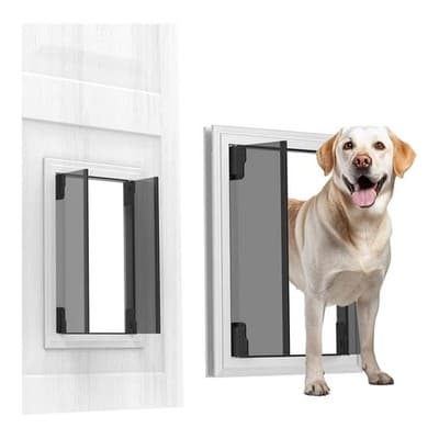 Dog Doors for L-XL Dogs, Energy Efficient French Dog Door with Aluminum Frame - Thumbnail 4