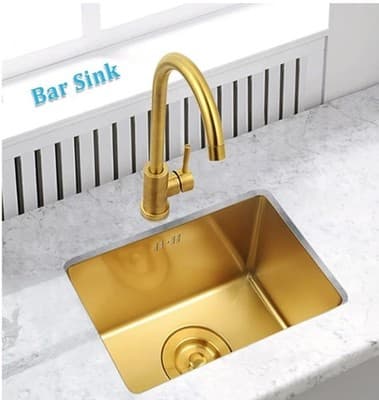 Gold Bar Prep Sink Mini Trumpet Kitchen Essential 15 x10 Inch Rectangular - Thumbnail 2