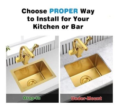 Gold Bar Prep Sink Mini Trumpet Kitchen Essential 15 x10 Inch Rectangular - Thumbnail 5