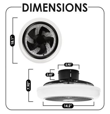 18'' Modern Low Profile Ceiling Fan with Lights Remote LED 3 Colors Bladeless - Thumbnail 8