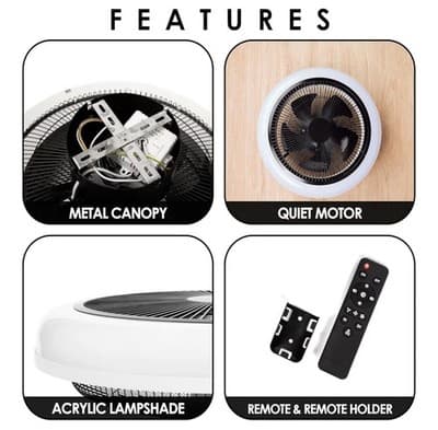 18'' Modern Low Profile Ceiling Fan with Lights Remote LED 3 Colors Bladeless - Thumbnail 7