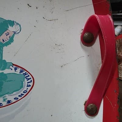 Vintage Blazon Sno-Flyer Steel Snow Sled Disc Litho Child Dog 1940s-1950s USA - Thumbnail 6