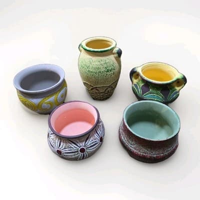 5PCs Flower Pot Ceramic Succulent Planter Pots With Drainage For Garden Set - Image 1