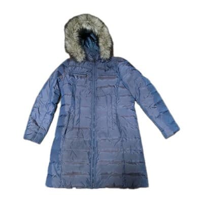 Lands’ End Hooded Shimmer Gray Down Parka Coat Jacket Size Large 14P-16P - Image 1