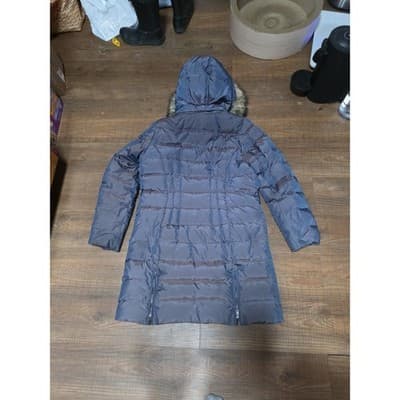 Lands’ End Hooded Shimmer Gray Down Parka Coat Jacket Size Large 14P-16P - Thumbnail 4