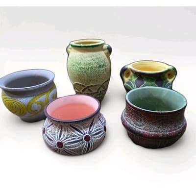 5PCs Flower Pot Ceramic Succulent Planter Pots With Drainage For Garden Set - Thumbnail 3