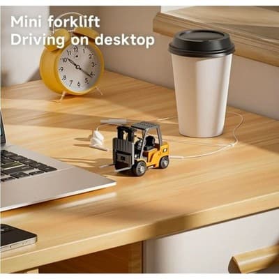 Mini RC Forklift Toy 1/64 Scale 7-Channel Remote Control Engineering Vehicle - Thumbnail 5