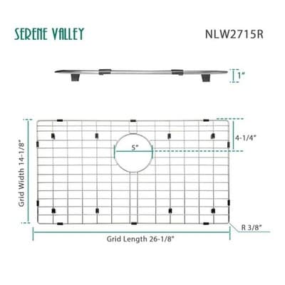 Sink Bottom Grid NLW2715R 26-1/4" x 14-1/4" Rear Drain by Serene Valley - Image 1