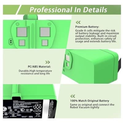 Battery for iRobot Roomba 500-900 Series 14.4V 1800mAh 4376392 JOTACT - Thumbnail 6