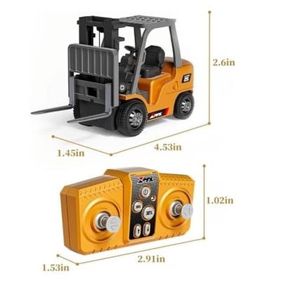Mini RC Forklift Toy 1/64 Scale 7-Channel Remote Control Engineering Vehicle - Thumbnail 3