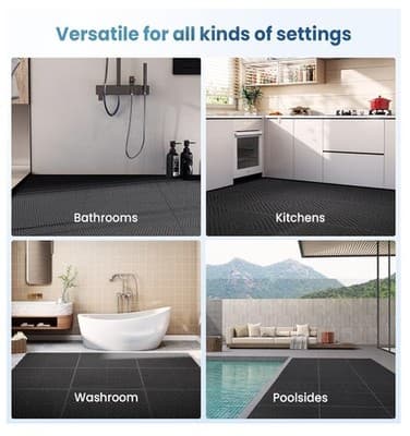 Interlocking Tile 12"x12" Garage Patio Pool Bathroom, Anti-Slip, Black 60 Pcs - Image 1