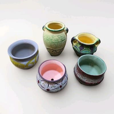 5PCs Flower Pot Ceramic Succulent Planter Pots With Drainage For Garden Set - Thumbnail 2