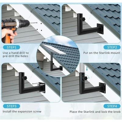 Heavy-Duty Starlink Roof Mount Kit Adjustable Satellite Mount Bracket - Thumbnail 7