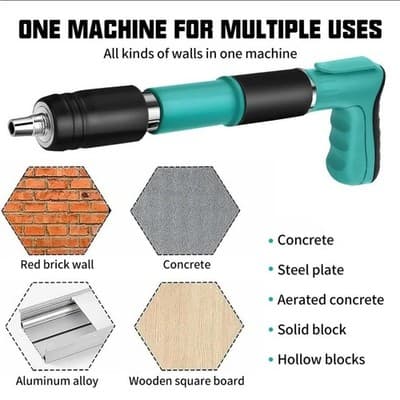 Manual Mini Steel Nail Gun Kit 5-Speed + 100 Nails Air Nailer Wall Shooting Tool - Thumbnail 8