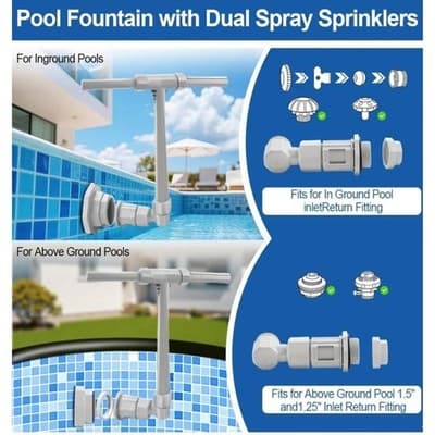 Waterfall Pool Fountain for Above and Inground Pools 2-in-1 Adjustable #PG078 - Thumbnail 4