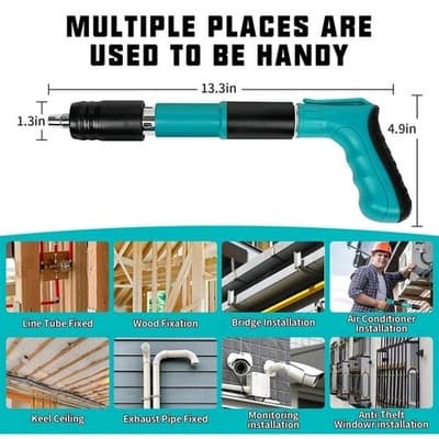 Manual Mini Steel Nail Gun Kit 5-Speed + 100 Nails Air Nailer Wall Shooting Tool - Thumbnail 13