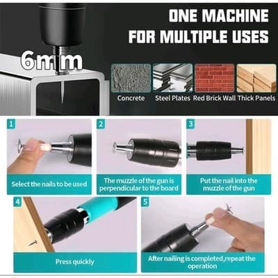 Manual Mini Steel Nail Gun Kit 5-Speed + 100 Nails Air Nailer Wall Shooting Tool - Thumbnail 17