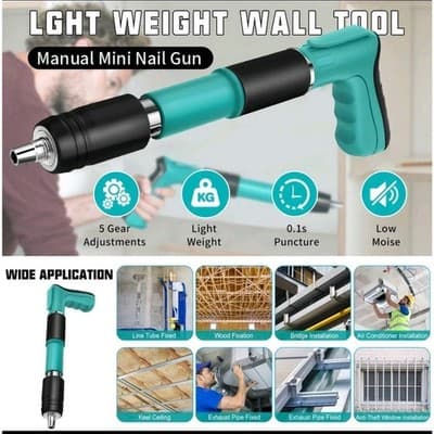 Manual Mini Steel Nail Gun Kit 5-Speed + 100 Nails Air Nailer Wall Shooting Tool - Thumbnail 19