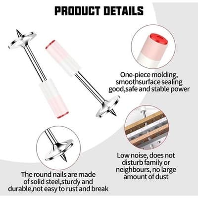 Manual Mini Steel Nail Gun Kit 5-Speed + 100 Nails Air Nailer Wall Shooting Tool - Thumbnail 23